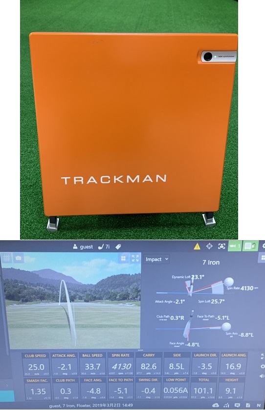 Track man トラックマン ゴルフ　測定　飛距離　弾道　方向　スピン量　アタックアングル　入射角度　ミート率　名古屋　栄　伏見　ゴルフ　練習場　ショップ　名古屋　栄　ゴルフ